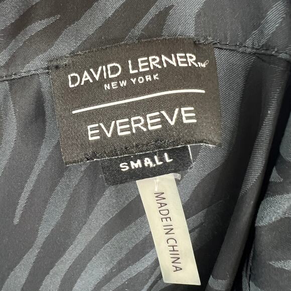 David Lerner EVEREVE Black S Top Zebra Print Button Up Collared Long Sleeve Fit - Picture 5 of 7